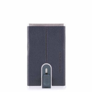 Piquadro porta carte di credito in metallo e pelle “B3R – Black Square” Blu PP4825B3R.BLU