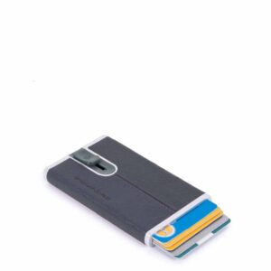 Piquadro porta carte di credito in metallo e pelle “B3R – Black Square” Blu PP4825B3R.BLU