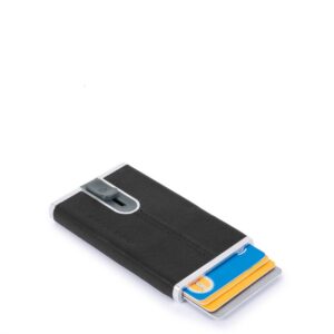 Piquadro porta carte di credito in metallo e pelle “B3R – Black Square” Nero PP4825B3R.N