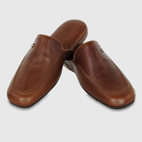 Acciaio pantofole in pelle "Vacchetta" Marrone 5092.CASTAGNO