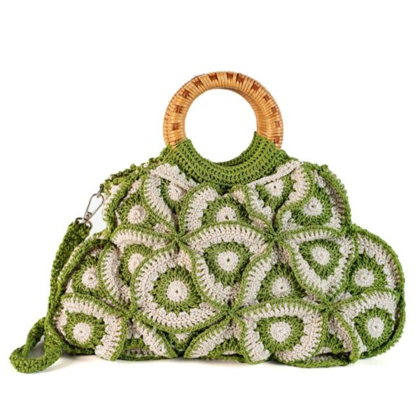 ENRICO VERSARI borsa a mano in tessuto "Flower Bag" Multicolor FLOWER BAG BIC.BEIGE/GREEN