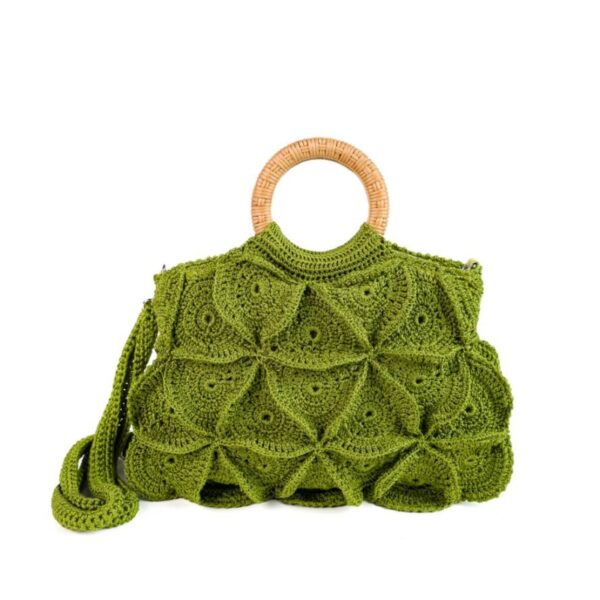 ENRICO VERSARI borsa a mano in tessuto "Flower Bag" Verde FLOWER BAG UNIS.LUMINARY GREEN
