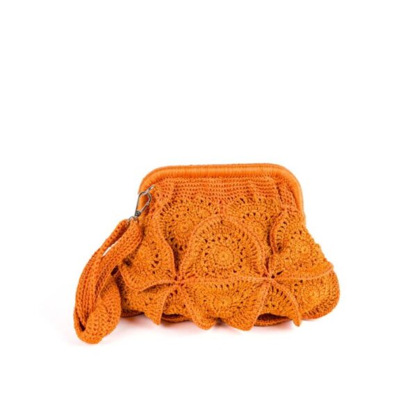 ENRICO VERSARI pochette in tessuto " Flower bag" Arancione VIVIAN.OCHRE