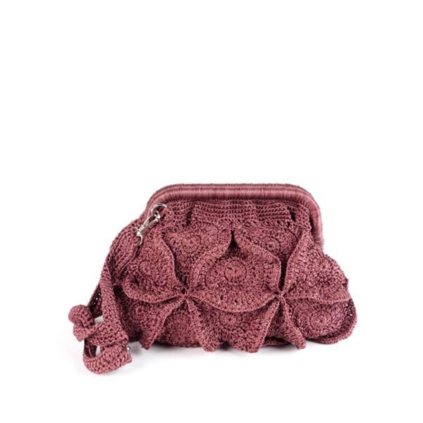 ENRICO VERSARI pochette in tessuto " Flower bag" Bordeaux VIVIAN.WINE