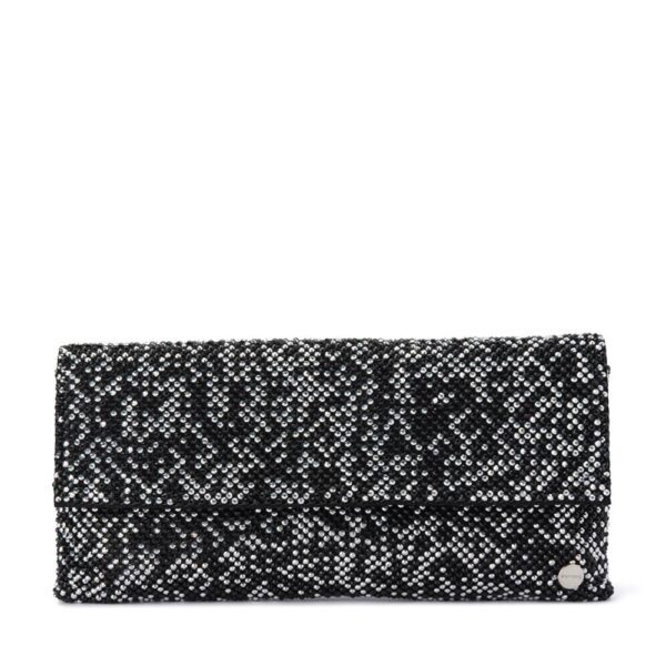 Olga Berg borsa da cerimonia in metallo "Gemma" Bianco e nero OB5280.BLACK SILVER