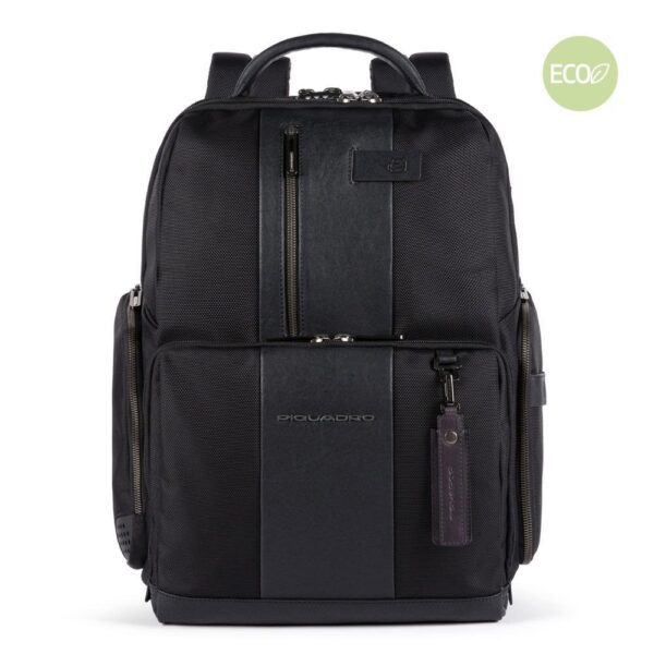 Piquadro zaino in tessuto e pelle "Brief 2 Bag Motic" Nero CA4439BR2BM.N