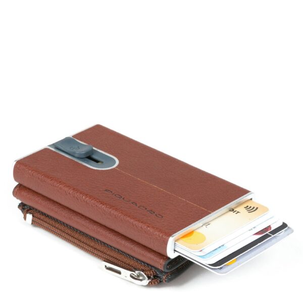Piquadro porta carte di credito in metallo e pelle "Black Square" Cuoio PP5585B3R.CU