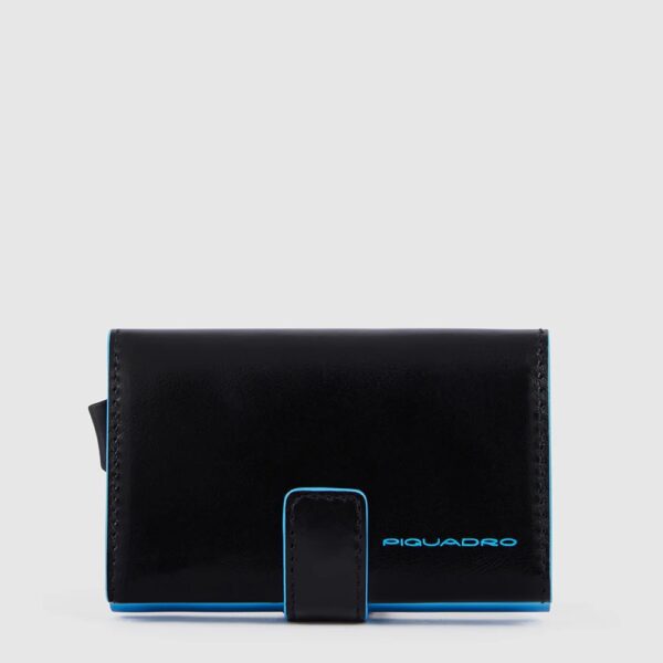 Piquadro portafogli compatto in metallo e pelle "Blue Square" Nero PP5649B2BLR.N