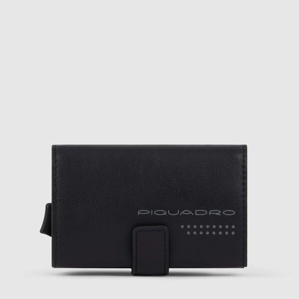 Piquadro portafogli compatto in metallo e pelle "Urban" Nero PP5649UB00R.N