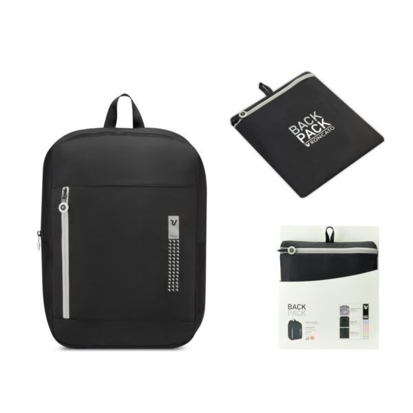Roncato zaino richiudibile in tessuto "Neon Compact" Nero 412012.81 NERO FUMO