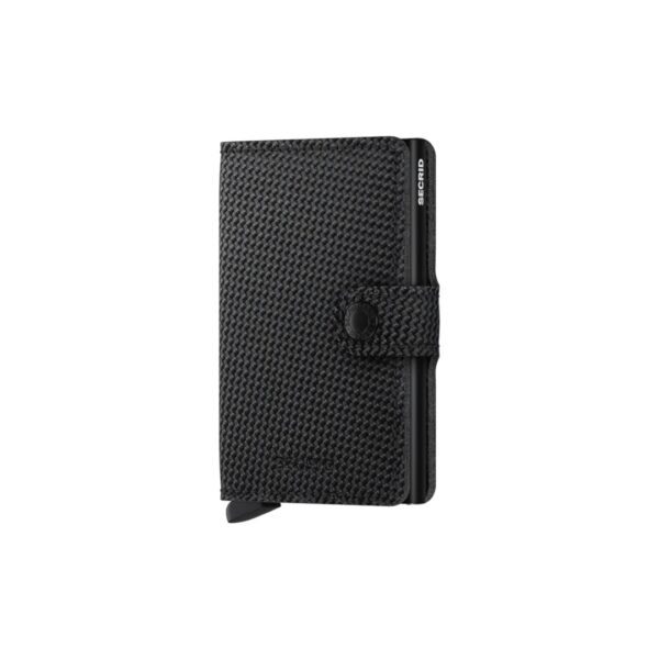Secrid portafogli compatto in alluminio e pelle "Miniwallet Carbon" Nero MCA.BLACK
