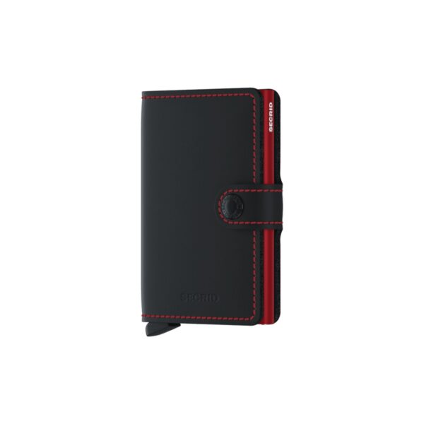 Secrid portafogli compatto in alluminio e pelle "Miniwallet Matte" Nero MM.BLACK & RED