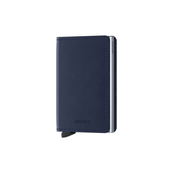 Secrid portafogli compatto in alluminio e pelle "Slimwallet Original" Blu SO.NAVY