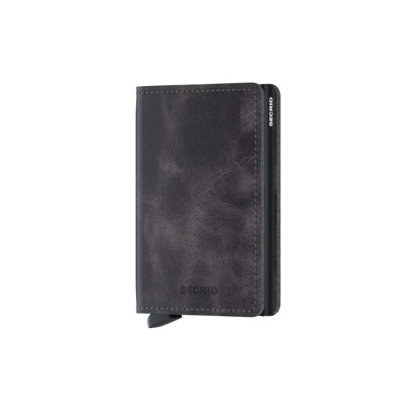 Secrid portafogli compatto in alluminio e pelle "Slimwallet Vintage" Grigio SV.GREY-BLACK