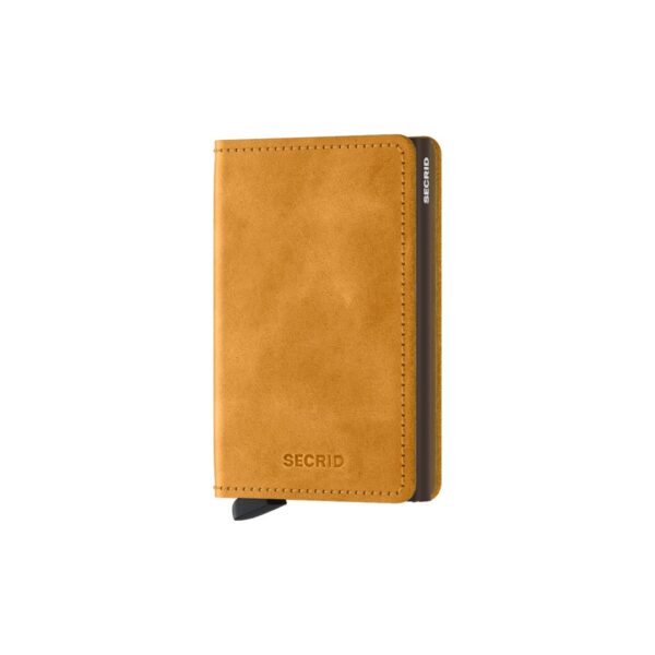 Secrid portafogli compatto in alluminio e pelle "Slimwallet Vintage" Giallo SV.OCHRE