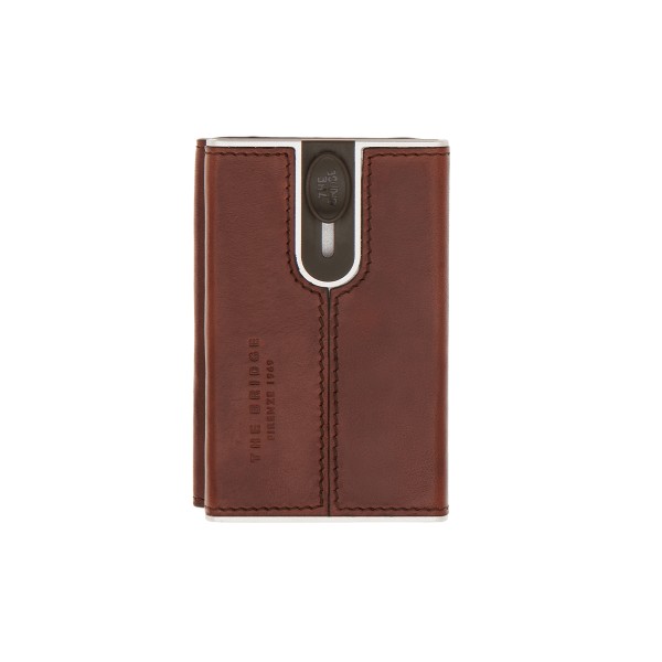 The Bridge portafogli compatto in metallo e pelle "Story" Marrone 01489001.1A