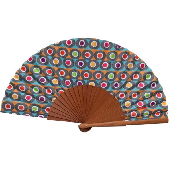 Tusitala ventaglio in tessuto e legno "Geometries" Multicolor LUNARES
