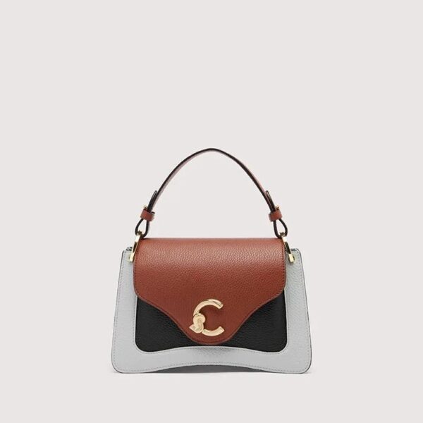 Coccinelle borsa a mano in pelle "C-Me Tricolor" Multicolor E1T1P180201.460 SNOW/COGN/NOIR