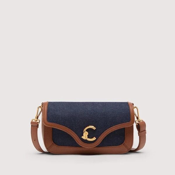 Coccinelle borsa a tracolla in pelle "C-Me Denim" Blu E1T1Q120301.377 DENIM/COGNAC