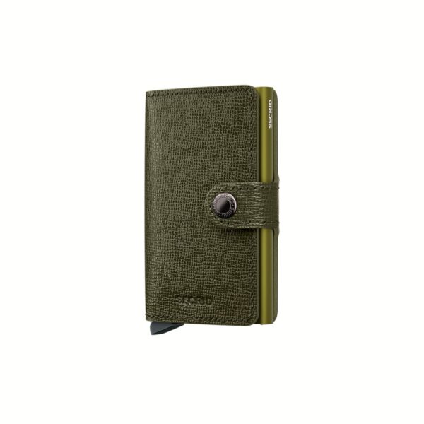 Secrid portafogli compatto in alluminio e pelle "Miniwallet Crisple" Verde MC.KELP