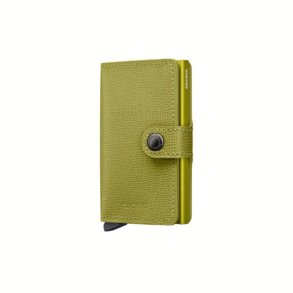 Secrid portafogli compatto in alluminio e pelle "Miniwallet Crisple" Lime MC.LIME