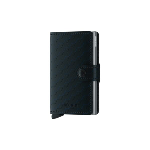Secrid portafogli compatto in alluminio e pelle "Miniwallet Optical" Nero MOP.BLACK & TITANIUM