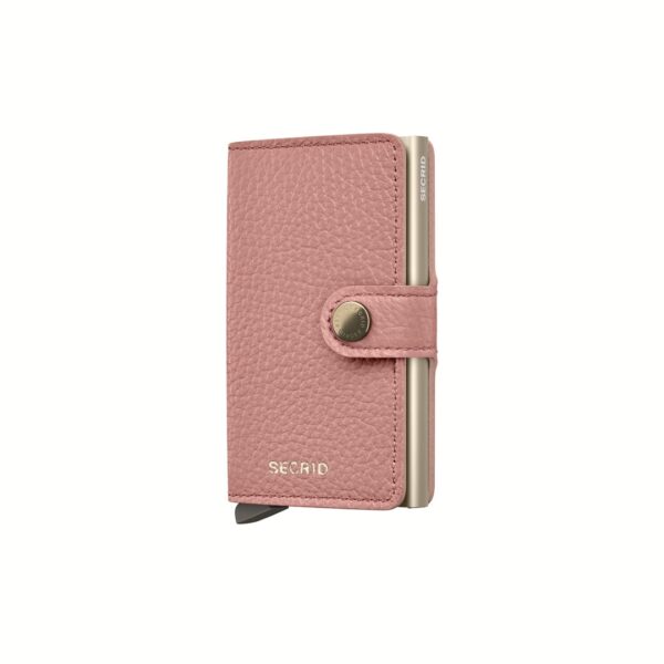 Secrid portafogli compatto in alluminio e pelle "Miniwallet Pebble" Rosa MPE.ROSE