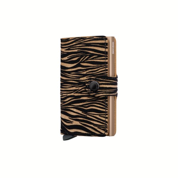 Secrid portafogli compatto in alluminio e pelle "Miniwallet Zebra" Animalier MZE.BEIGE
