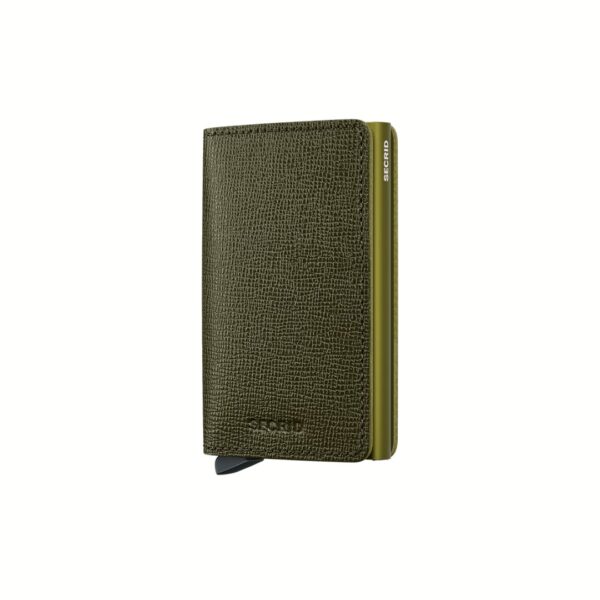 Secrid portafogli compatto in alluminio e pelle "Slimwallet Crisple" Verde SC.KELP