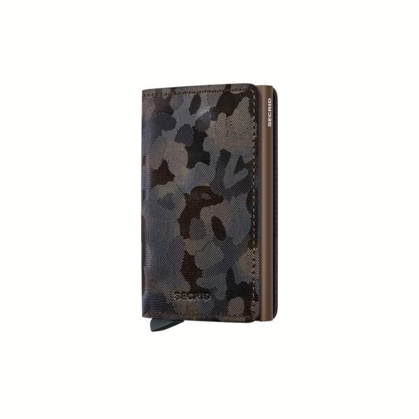 Secrid portafogli compatto in alluminio e pelle "Slimwallet Jungle" Camouflage SJU.BROWN