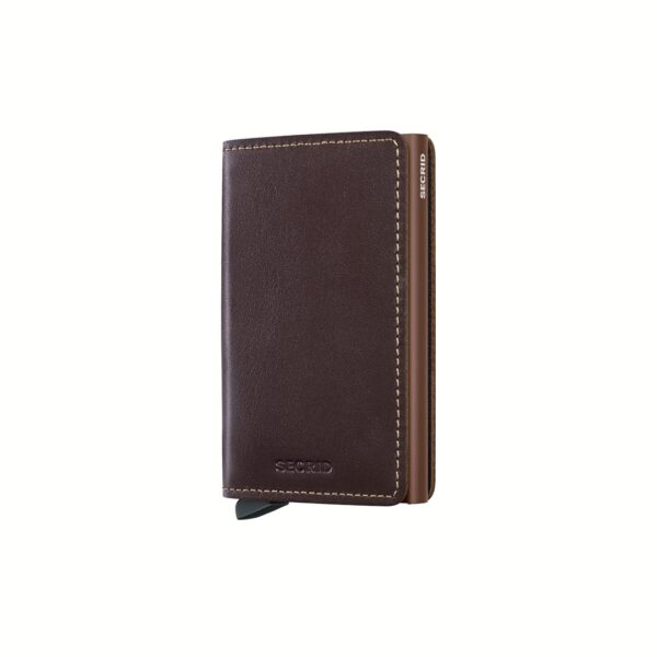 Secrid portafogli compatto in alluminio e pelle "Slimwallet Original" Marrone SO.CHOCOLATE