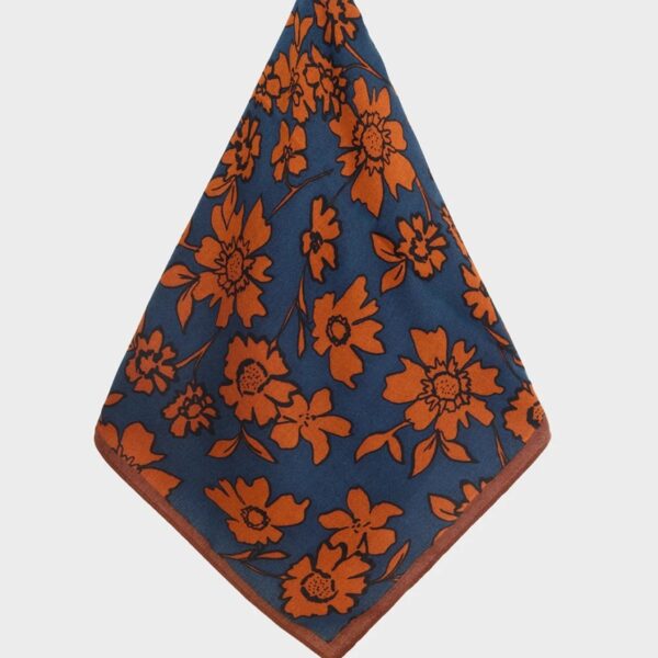 Nalì foulard in poliestere "Ampio Fiori" Multicolor BOSC0169.ARANCIO/BLU