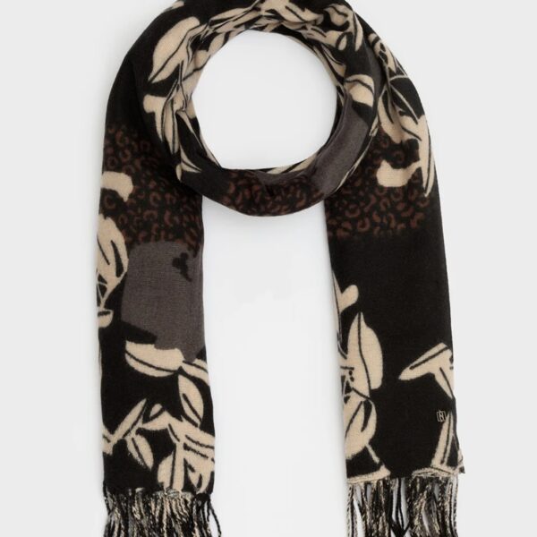 Nalì sciarpa in poliestere "Fiori+Macula" Multicolor LASC0305.NERO/GRIGIO