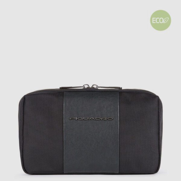 Piquadro astuccio porta cavi in tessuto e pelle "Brief 2 Nero AC5481BR2.N