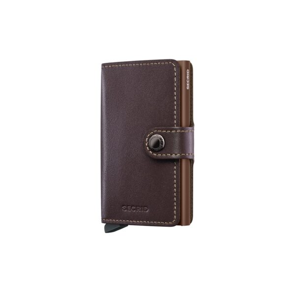 Secrid portafogli compatto in alluminio e pelle "Miniwallet Original" Marrone MO.CHOCOLATE