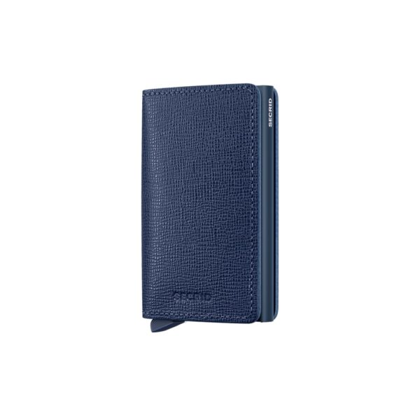 Secrid portafogli compatto in alluminio e pelle "Slimwallet Crisple" Blu SC.NAVY