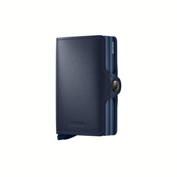 Secrid portafogli compatto in alluminio e pelle "Twinwallet Original" Blu TO.NAVY & NAVY