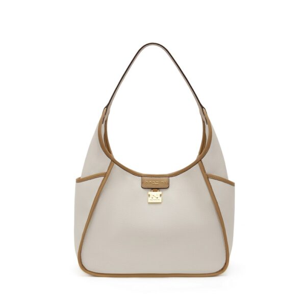 Nannini borsa shopping in pelle "Fulvia" Bianco 19401.OFF WHITE/CAMEL