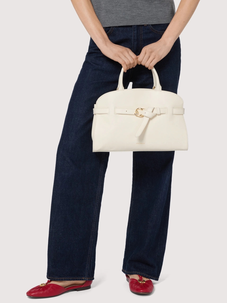 Coccinelle borsa a mano in pelle "Sabine" Bianco E1TLA180401.N17 PEARL - immagine 5