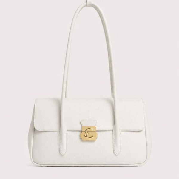 Coccinelle borsa a spalla in pelle "C-Me Lock" Bianco E1U4K120301.N17 PEARL